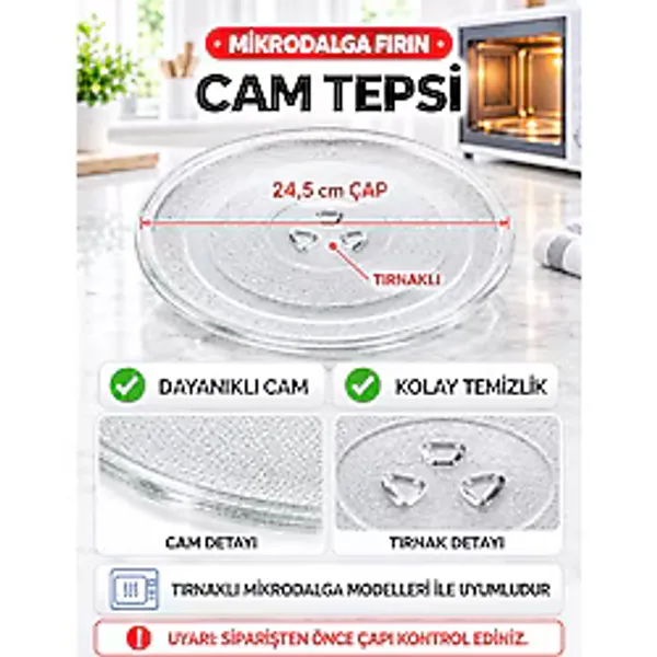 Arçelik Md 674 Md 2610 Md 2090 Mikrodalga Fırın Cam Tepsi Cam Tabak 9178005222
