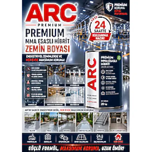 ARCMARİN KİMYA VE DENİZCİLİK HIRDAVAT PREMIUM MMA ESASLI İÇ VE DIŞ MEKANA UYGUN TEK KOMPONENT HIBRIT ZEMİN BOYASI