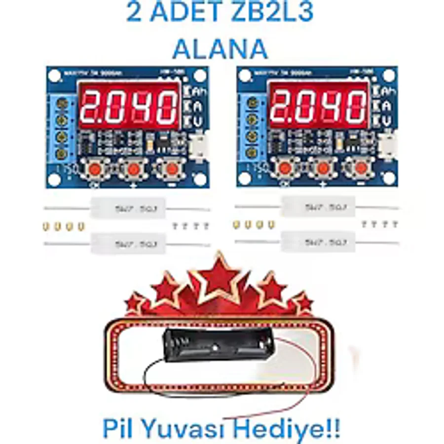 Arduino Hediyeli!! Iki Adet Zb2l3 Akü 18650 Lityum Pil Kapasite Ölçer Test Cihazı 1.5-15v 3a