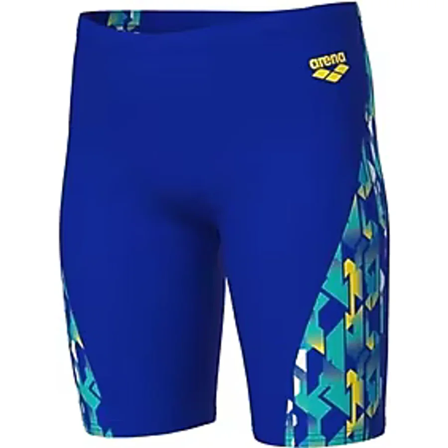 Arena Boys Swim Jammer Print Neon Blue Yellow Multicolor Erkek Çocuk Yüzücü Mayosu 010753850