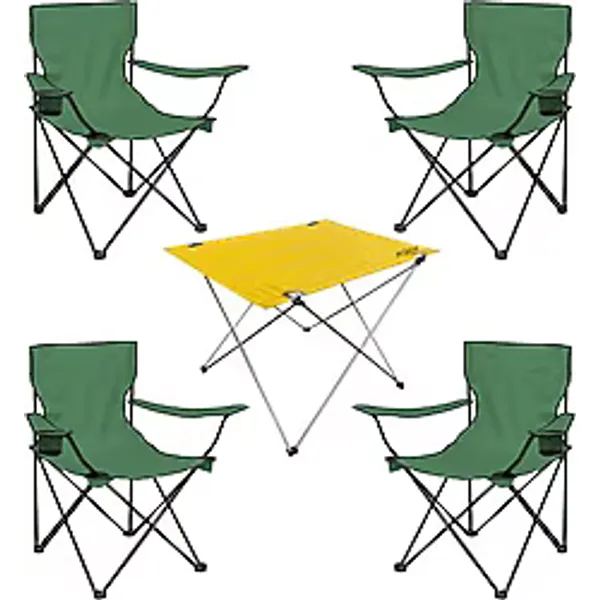 Argeus DY.001 73x54 cm 4 Kişilik Haki Kumaş Kamp Masa Sandalye Takımı