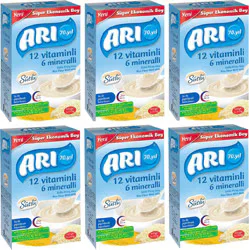 Arı Mama 12 Vitaminli 6 Mineralli Sütlü Pirinç Unu Kaşık Maması 500 gr 6 Adet