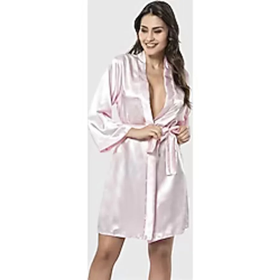 Aria's Closet Pembe Kısa Saten Sabahlık