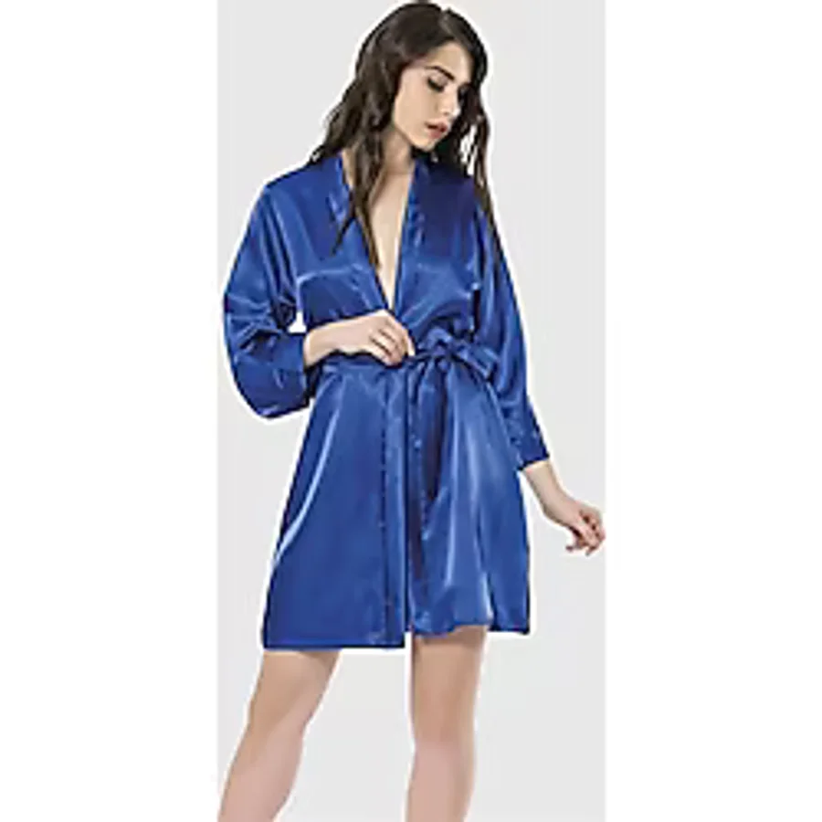 Aria's Closet Saks Kısa Saten Sabahlık