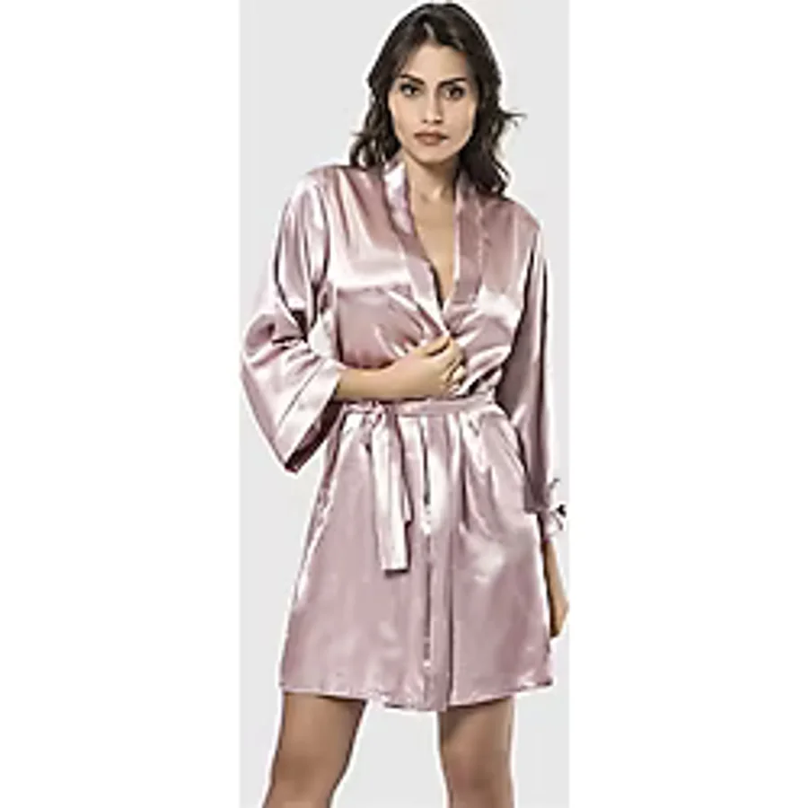 Aria's Closet Vizon Kısa Saten Sabahlık