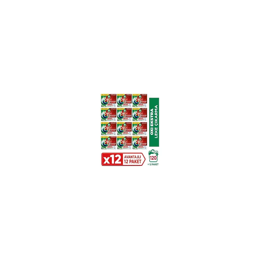 Ariel Hepsi1arada Pods Oxi Extra Leke Çıkarma Kapsül Çamaşır Deterjanı Beyazlar Ve Renkliler 10 Yıkama X12 120 Kapsül