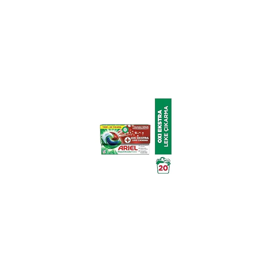 Ariel HEPSI1ARADA Pods Oxi Leke Çıkarma Kapsül Çamaşır Deterjanı Beyazlar ve Renkliler 20 Yıkama (3 Paketi) - 0,25 gr
