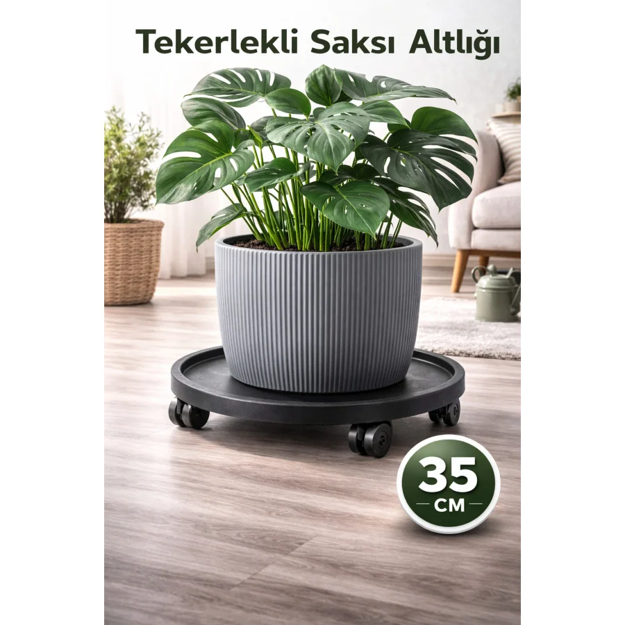 Arkhelais Tekerlekli Saksı Altlığı - Saksı, Damacana, Tüp Taşıyıcı - Tekerlekli Saksı Sehpası - 35CM