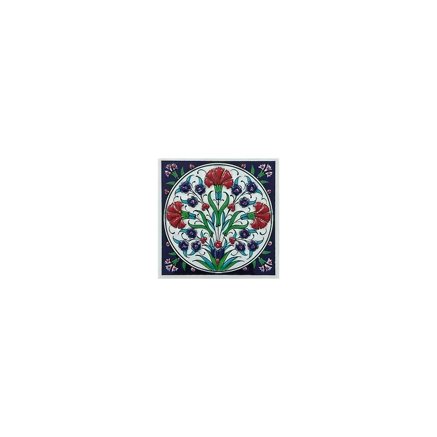 Armada Çini 10x10 Cm ED 105 Üç Karanfil Kütahya El dekoru Çini Pano