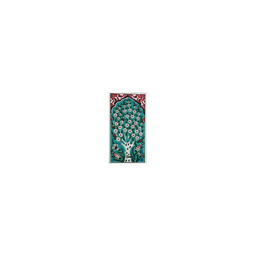 Armada Çini 10x20 Cm ED 207 Yeşil Hayat Ağacı El dekoru Çini Karo