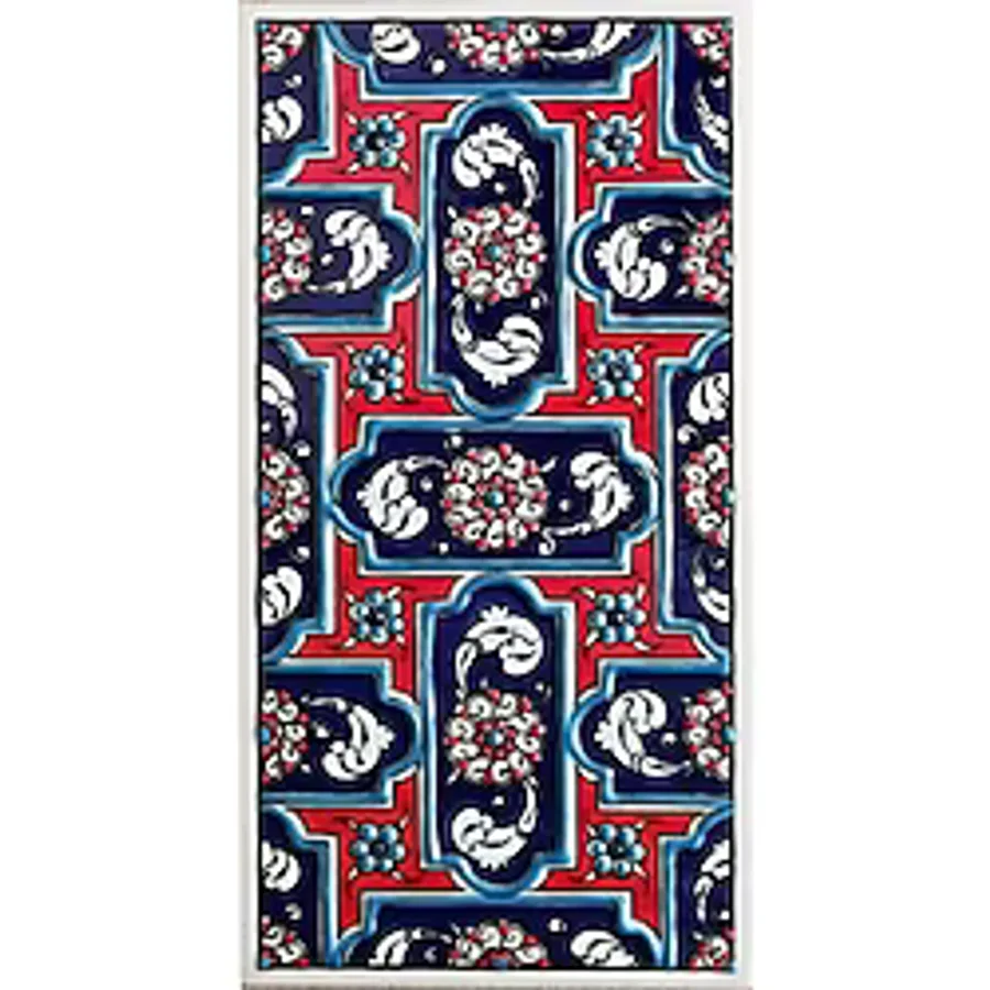 Armada Çini 10x20 Cm ED 219 Kobalt Geometrik El dekoru Çini Karo