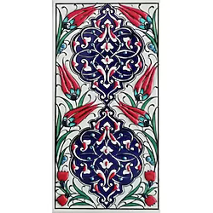 Armada Çini 10x20 Cm ED 229 Kobalt Rumi Desenli El dekoru Çini Karo