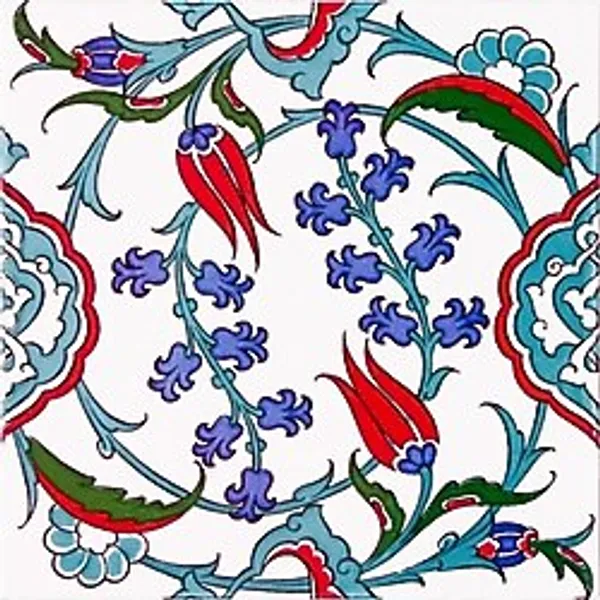 Armada Çini 20x20 Cm Ac 5 İznik Dönence Çiçek Desenli Çini Karo