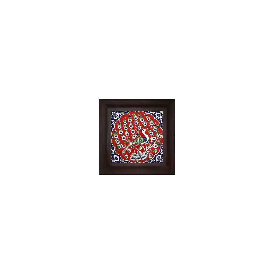 Armada Çini 20x20 Cm ED 300 Kırmızı Tavus Kuşu Kütahya Çini Pano