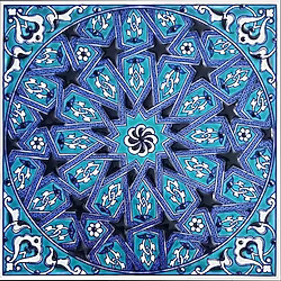 Armada Çini 20x20 Cm ED 321 İznik İslami Geometrik Kütahya Çini Karo