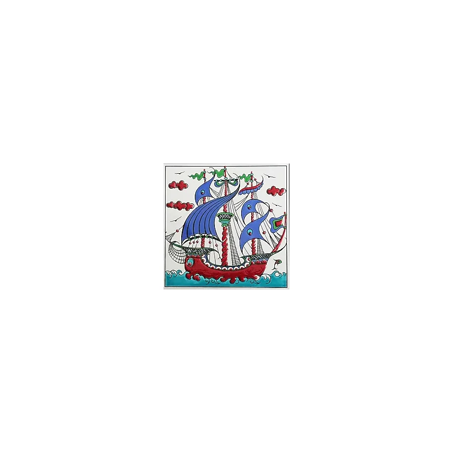 Armada Çini 20x20 Cm ED 330 Osmanlı Kalyon Eldekoru Çini karo