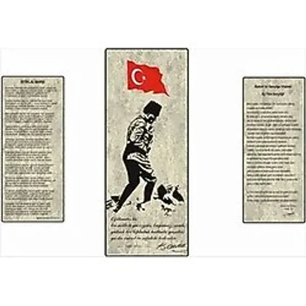 Armada Çini Bej Atatürk Köşesi Digital Seramik Baskı Pano Çalışması Çok Renkli