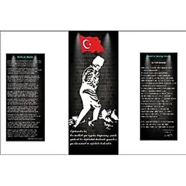 Armada Çini Siyah Atatürk Köşesi Digital Seramik Baskı Pano Çalışması Çok Renkli