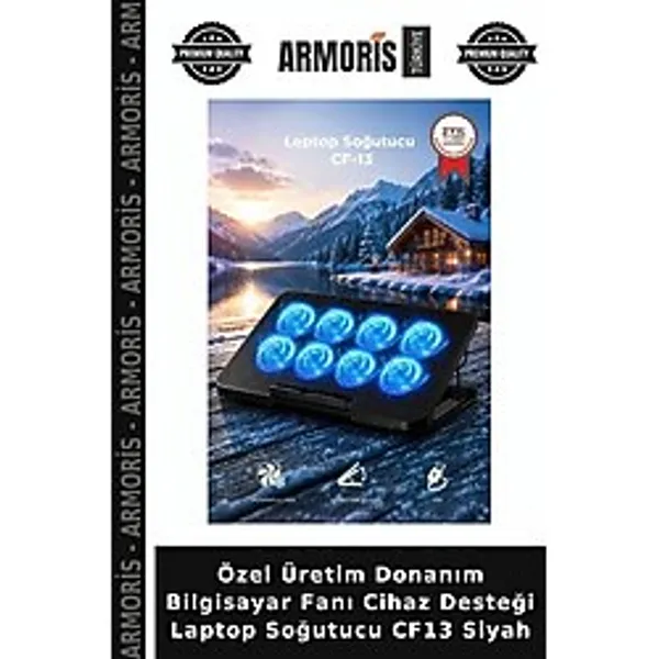 Armoris Özel Üretim Donanım Bilgisayar Fanı Cihaz Desteği Laptop Soğutucu CF13 Siyah - Çok Renkli - Tek Ebat