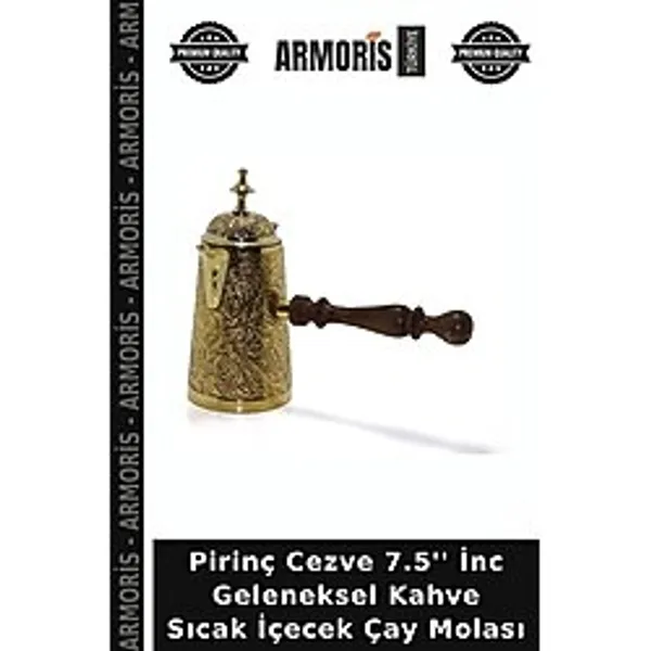 Armoris Pirinç Cezve 7.5'' Inc Geleneksel Kahve Sıcak Içecek Çay Molası - Tek Ebat - Renkli