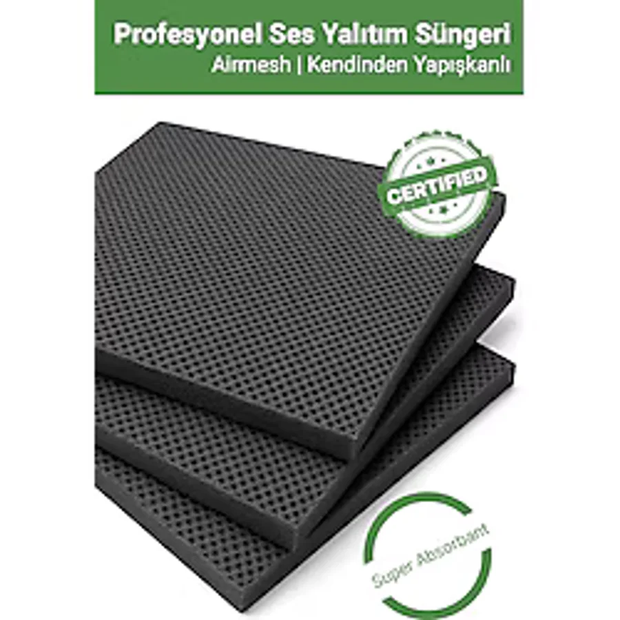 Arnee Air Mesh Ses Yalıtım Süngeri 50x50 cm Yapışkanlı Akustik Ses Yalıtım İzolasyon Paneli 20 mm