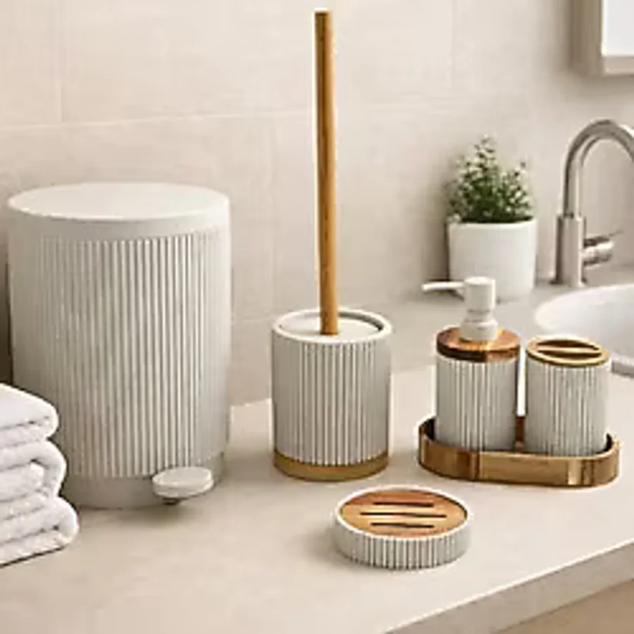 Arow Camellia Akrilik Yuvarlak 5'li Banyo Seti