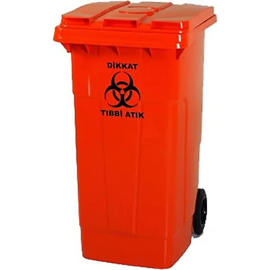 Arslan Plastik Tıbbi Atık Çöp Konteyneri 120 Lt- Kırmızı