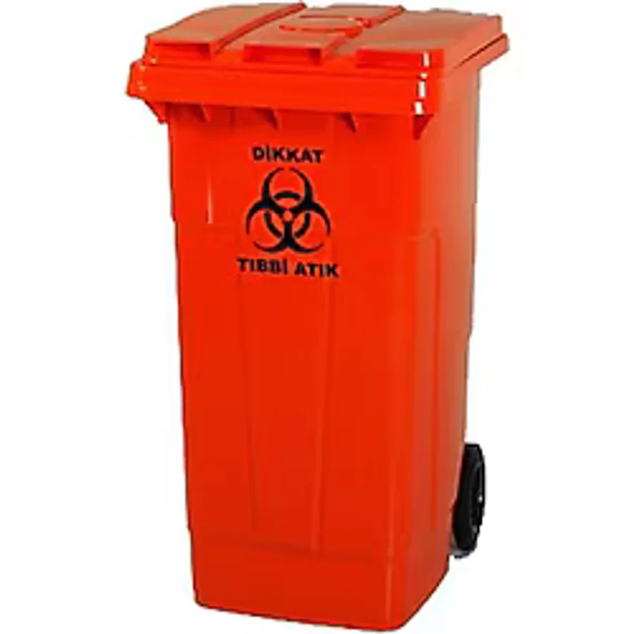 Arslan Plastik Tıbbi Atık Çöp Konteyneri 120 Lt- Kırmızı
