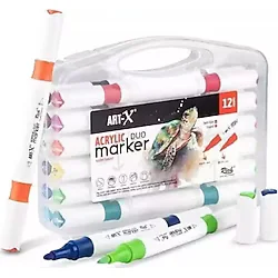 Art-X Acrylic Duo 18057 Su Bazlı Çift Taraflı 12'li Marker Kalem Seti
