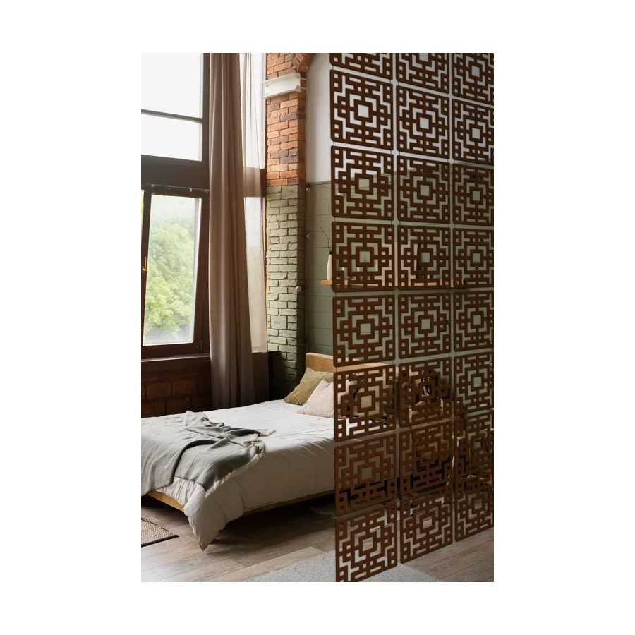 Artavessa 12 Parça Oda Bölücü Seperatör Mdf Paneller - Model 6 (Kahverengi)