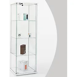 Artinoks 3 RAFLI BEYAZ KİLİTLİ CAMLI VİTRİN (Gümüşlük, Büfe, Kitaplık, Camlı Koleksiyon Vitrini)