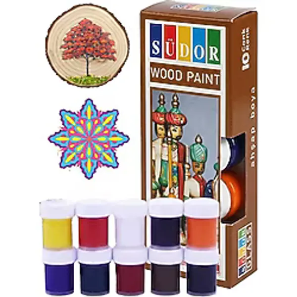 Artlantis Ahşap Boyası 10 Renk 20ML 1 Paket Südor 10 Lu Ahşap Boya Yüksek Kapatıcılık Canlı Renkle Hızlı Kuruma Mdf Biblo Hobi - Standart - Çok Renkli