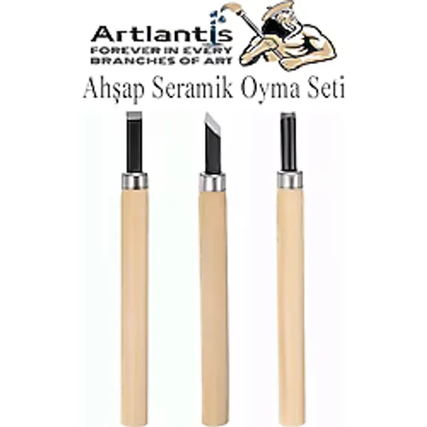 Artlantis Ahşap Seramik Oyma Seti 3 lü 1 Paket İskarpela Seti Paslanmaz Çelik Bıçaklı Ağaç Oyma Heykel Hobi Kretuar Gravür