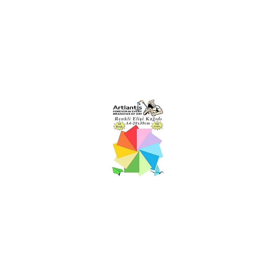 Artlantis Elişi Kağıdı A4 10 Renk 10 Paket El Işi Kağıdı 10 Lu Kreş Ana Sınıfı Okul Öncesi Sınıf Malzemesi - Renkli - Standart - 20x30 cm