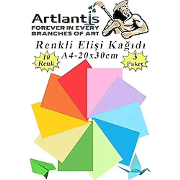 Artlantis Elişi Kağıdı A4 10 Renk 3 Paket El Işi Kağıdı 10 Lu Kreş Ana Sınıfı Okul Öncesi Sınıf Malzemesi - Renkli - Standart - 20x30 cm