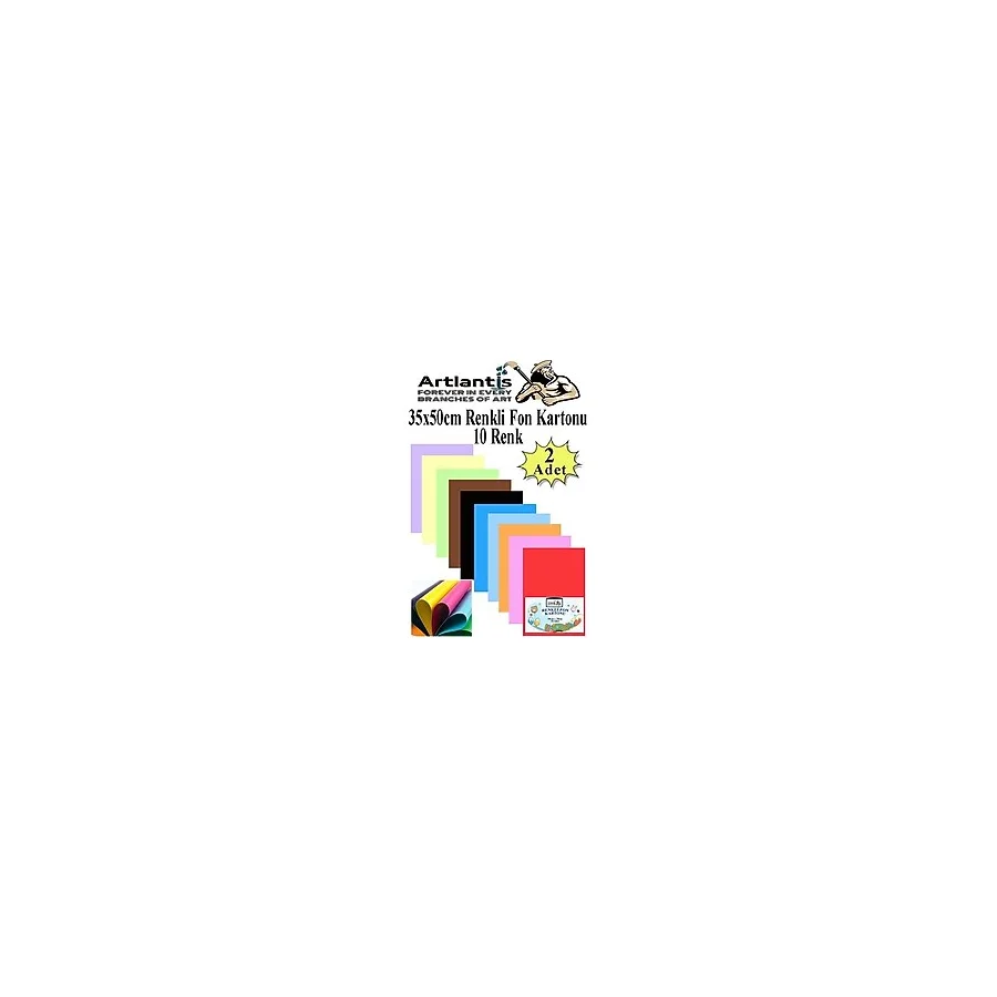 Artlantis Fon Kartonu 10 Lu 35X50 cm 2 Paket Artlantis 10 Renk Fon Kartonu 35x50 Okul Sınıf Kreş Anasınıfı - Renkli - Standart