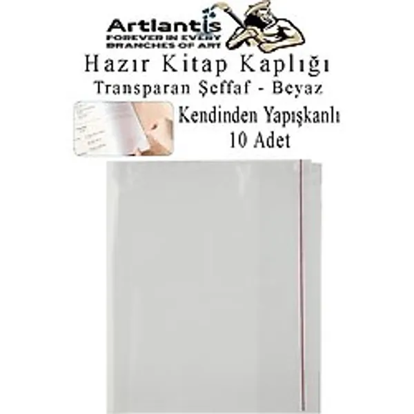 Artlantis Hazır Kitap Kaplığı Şeffaf Buzlu Beyaz 10 Adet 1 Paket Cırtlı Ayarlanabilir Kendinde Yapışkanlı Kaplık Okul Sınıf - Standart