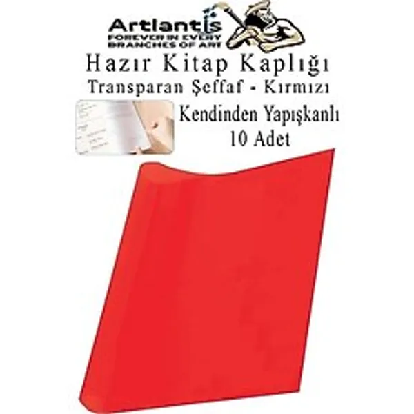 Artlantis Hazır Kitap Kaplığı Şeffaf Buzlu Kırmızı 10 Adet 1 Paket Cırtlı Ayarlanabilir Kendinde Yapışkanlı Kaplık Okul Sınıf - Standart