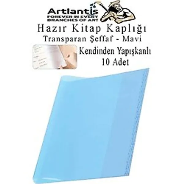 Artlantis Hazır Kitap Kaplığı Şeffaf Buzlu Mavi 10 Adet 1 Paket Cırtlı Ayarlanabilir Kendinde Yapışkanlı Kaplık Okul Sınıf - Standart