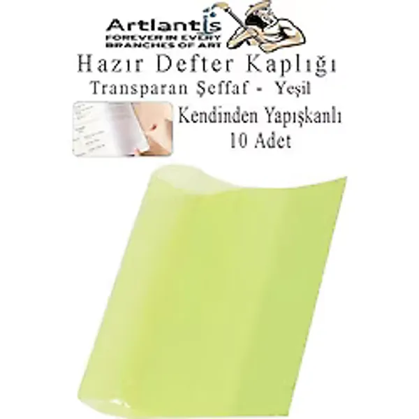 Artlantis Hazır Kitap Kaplığı Şeffaf Buzlu Yeşil 10 Adet 1 Paket Cırtlı Ayarlanabilir Kendinde Yapışkanlı Kaplık Okul Sınıf - Standart