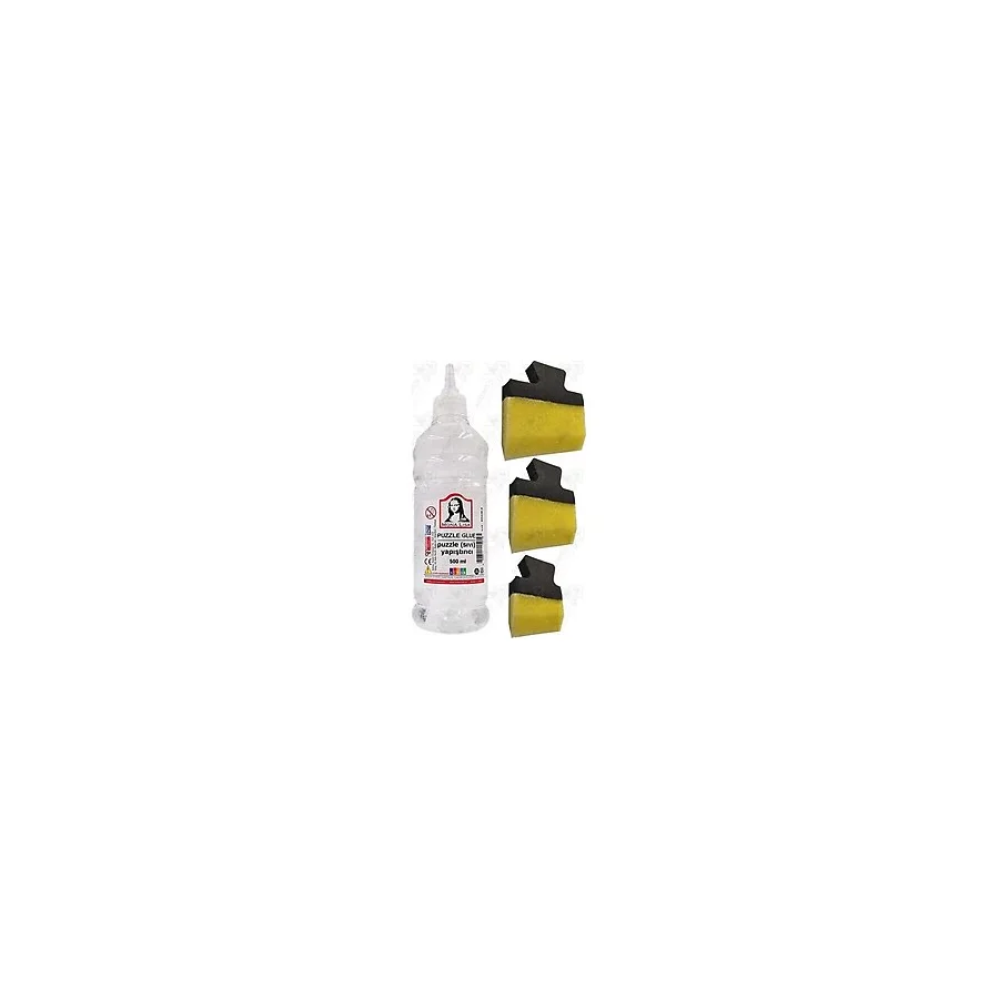 Artlantis Puzzle Yapıştırıcı 500 ml 1 Adet ve Yassı Patpat Sünger Fırça Seti 3 Lü Monalisa Yapboz Pazıl Yapıştırıcısı Şeffaf - 500ml - Standart