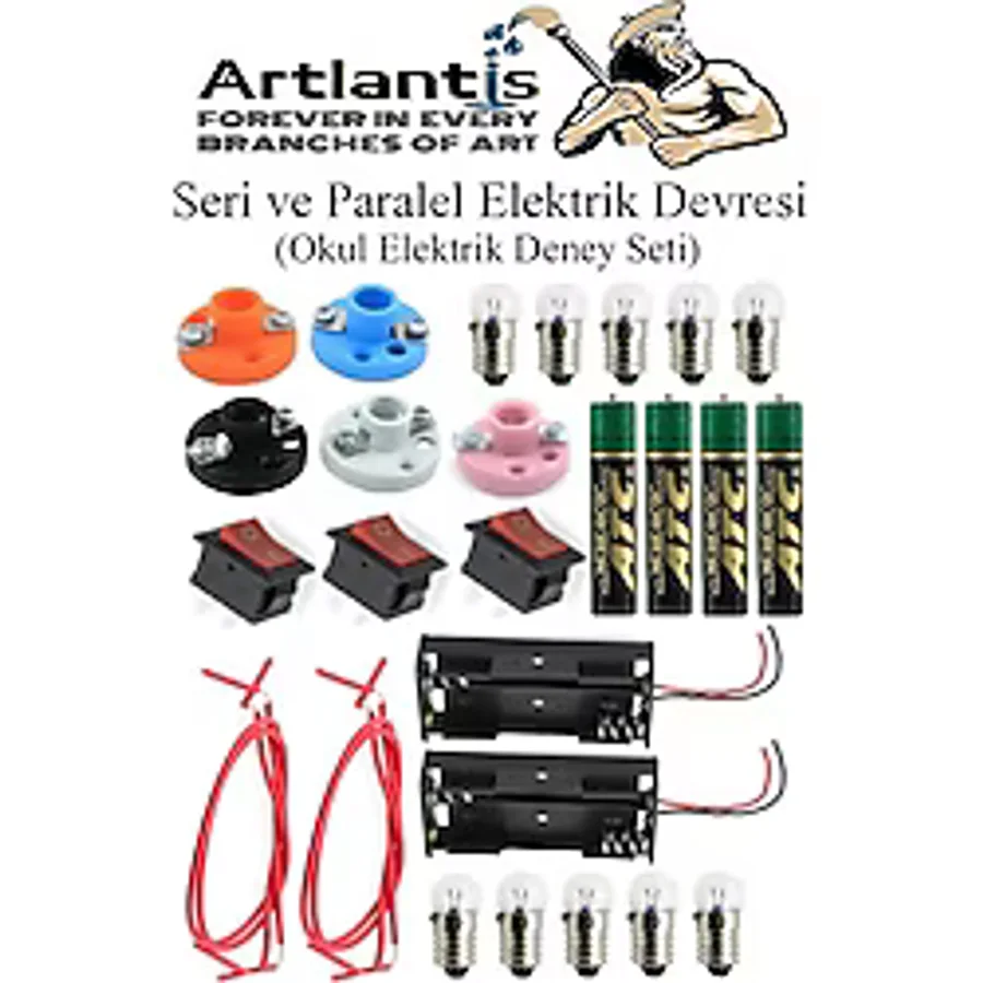 Artlantis Seri ve Paralel Elektrik Devresi 1 Paket Basit Elektrik Devresi Deney Seti Okul İş Eğitimi Seti