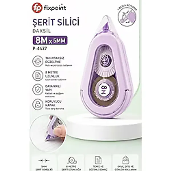 Artlantis Şerit Daksil Beyaz 5mmx8 Metre 1 Adet P-4437 Fixpoint Şerit Düzeltici Şerit Silici Yazı Silici Büro Ofis Okul - Mavi