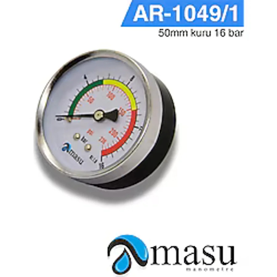 Arus MANOMETRE 50 MM KURU 16 BAR ARKA BAĞLANTILI 1/4