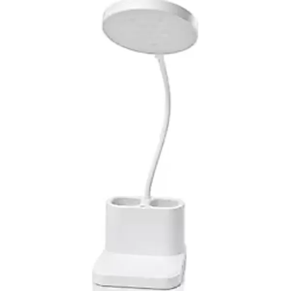 ARVALE 3 Modlu LED Masa Lambası ve Kalemlik - Esnek Boyunlu Dokunmatik Çalışma Lambası, Kalem Organizerli Masaüstü Aydınlatma, Beyaz