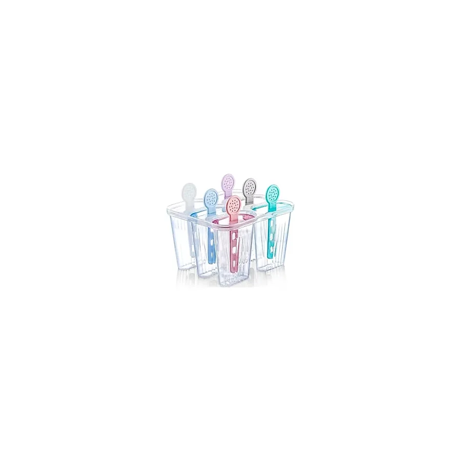 ARVALE 6 Bölmeli Dondurma Kalıbı ve Çubukları - BPA Free 7,5 x 5,5 x 3 cm