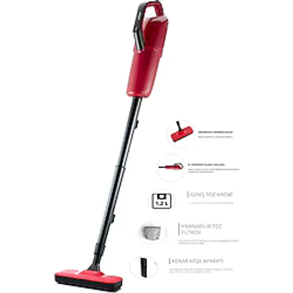 Arzum AR4098 Gırgır 2'si 1 Arada Dikey Elektrikli Süpürge 550 W, 1.2 lt Toz Haznesi, Kırmızı