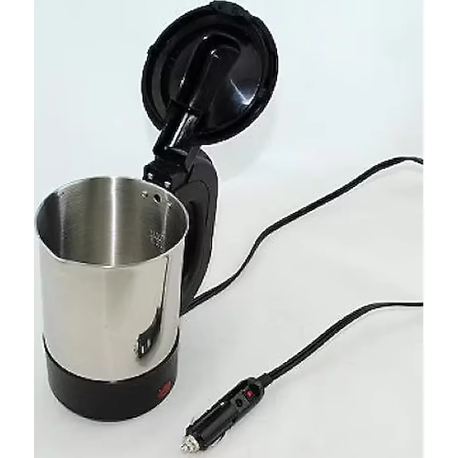 ASBEN 12 Volt Oto Araç Kettle Araba Su Isıtıcı Çelik Kettle(YARIM LİTRE HACİM)
