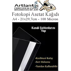 Asetat Kagidi Pvc A4 50 Adet 100 Micron Fotokopi Asetati Seffaf A4 Kagidi 21X29,7 Projektor Tepegoz