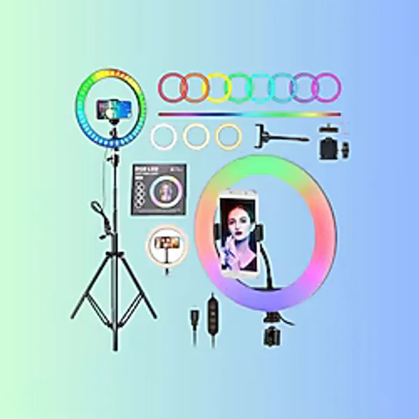 Asfal 10 Inç 26 Cm Rgb Çok Renkli Led Make Up Selfie Işığı 210 Cm Tripot Selfie Çubuğu Tiktok Işığı